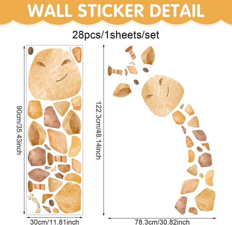 Kasubeso Large Giraffe Wall Decal, Cute Giraffe Wall Stickers, DIY Safari Animal Wall Decor for Nursery Baby Bedroom Kindergarten - Image 2